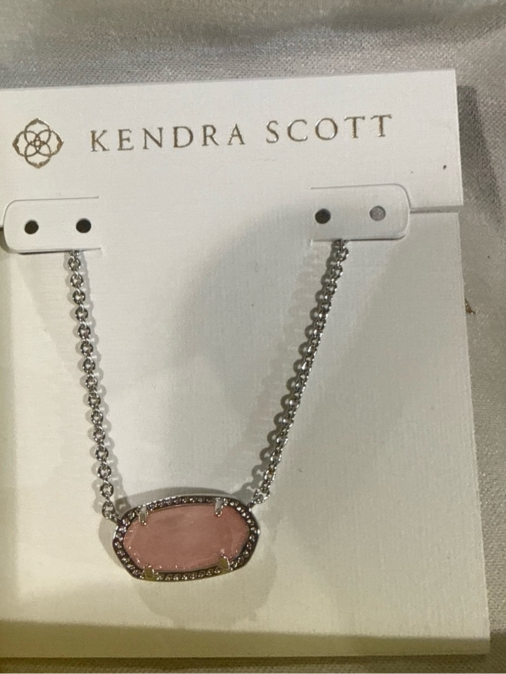 Kendra Scott Rose Pink Oval Pendant Necklace in Silver-Tone